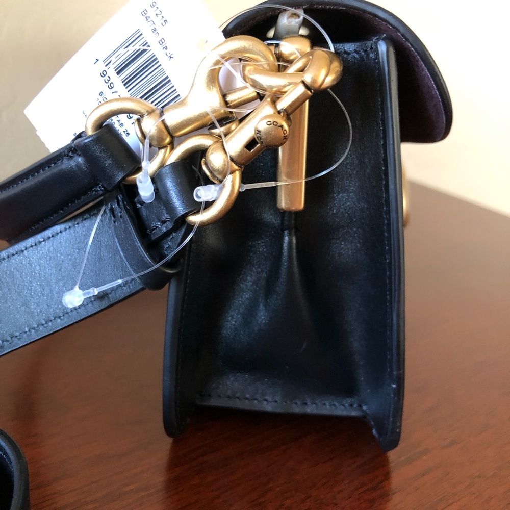 NWT Coach 91215 Leather Tabby Shoulder Bag 26 With Signature Canvas-B4/Tan Black - Picture 8 of 13